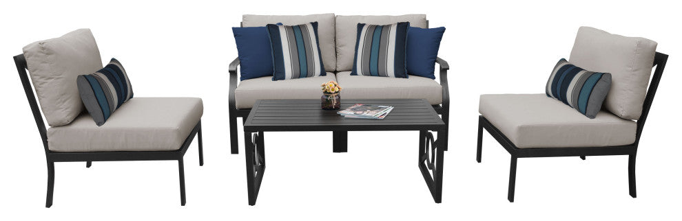 kathy ireland Madison Ave. 5 Piece Aluminum Patio Furniture Set 05d, Truffle