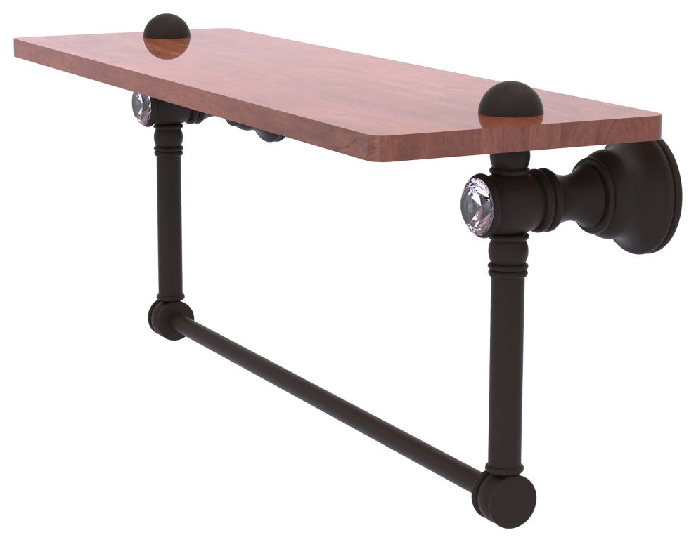 Carolina Crystal 22" Wood shelf With Integrated Towel Bar, Oil Rubbed Bronze