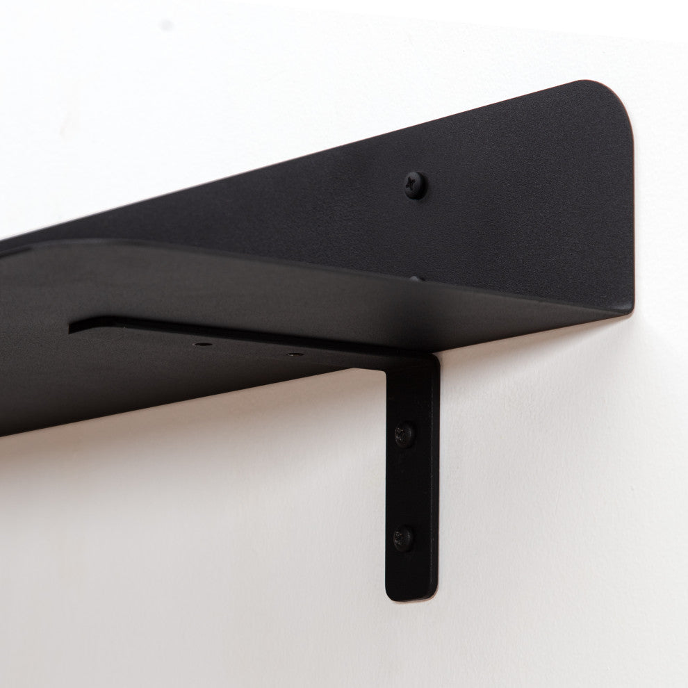 Saffron Fabs Metal Wall Shelves, Black, 2 Piece Set: 24x8 & 36x8