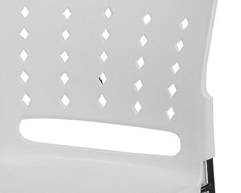 Set of 5 Multipurpose Stack Chair, Contoured Seat With Perforated Back, White