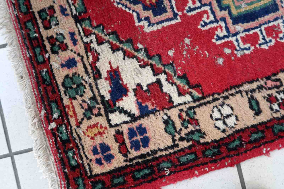 Handmade Vintage Persian Hamadan Rug 2.1'x2.9', 65cmx89cm 1970s
