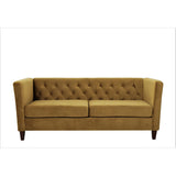 Sofa, Cushioned Seat With Button Tufted Backrest & Track Arms, Medallion Yellow