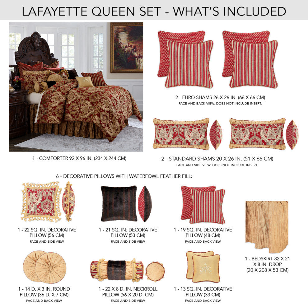 Lafayette 12-Piece Queen Comforter Set - Red