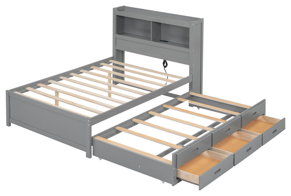 Gewnee Full Size platform bed with trundle