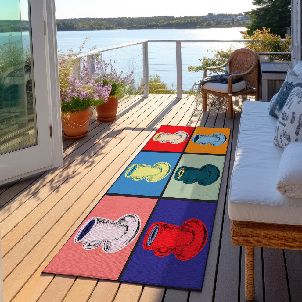 Indoor/Outdoor Kendall KE10 Multi Machine Washable 2'3" x 7'6" Runner Rug