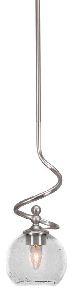 Capri Stem Mini Pendant In Brushed Nickel Finish With 5.75" Clear Bubble Glass