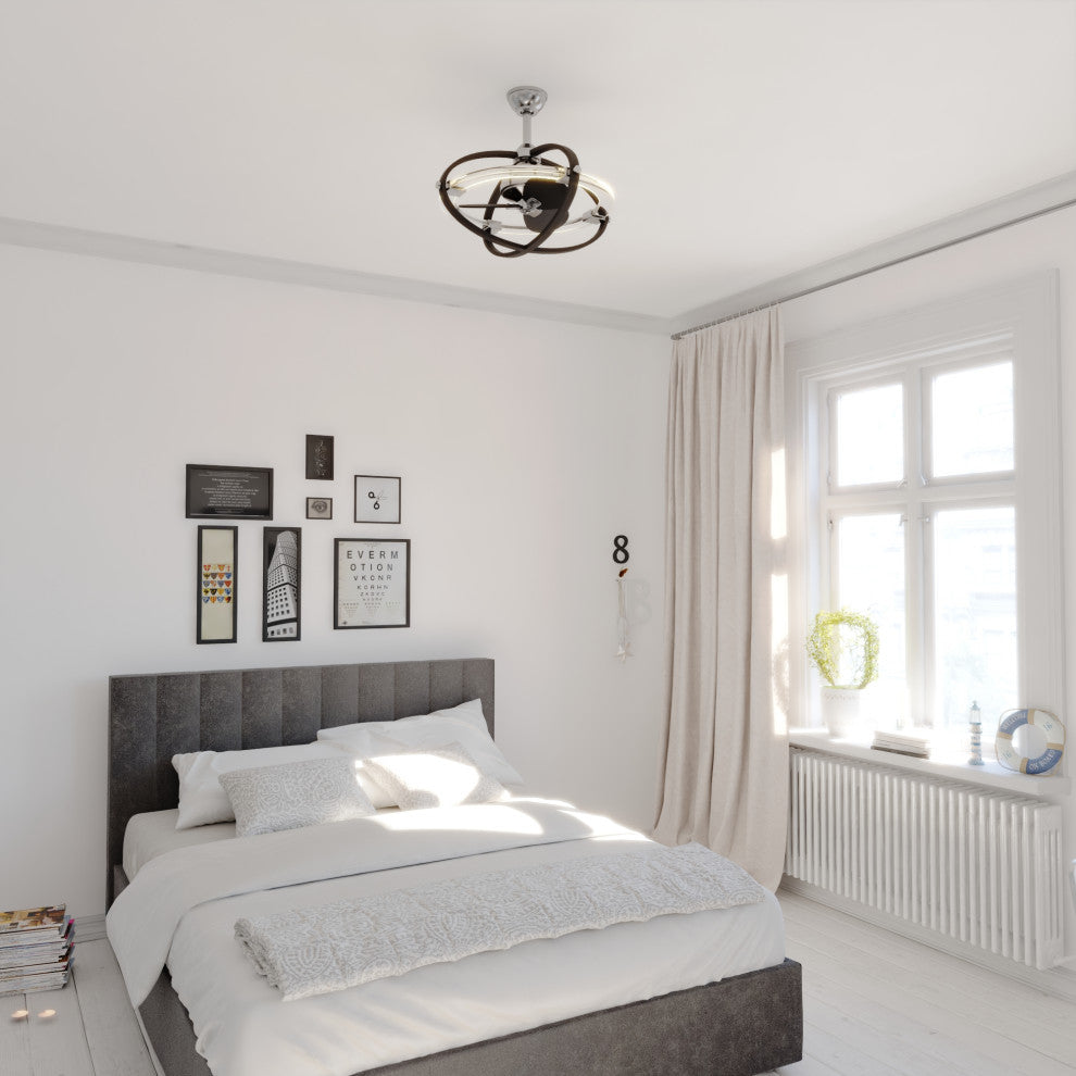 Galileo 22" Ceiling Fan Satin Nickel and Black