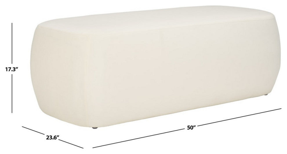 Safavieh Whitley Rectangle Ottoman, Cream