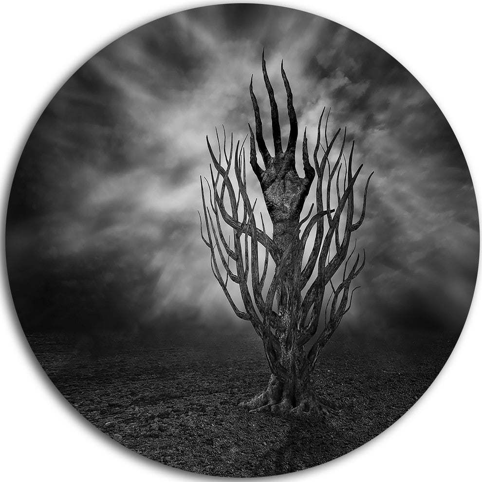 Cry Of Hand, Abstract Digital Art Round Wall Art, 38"