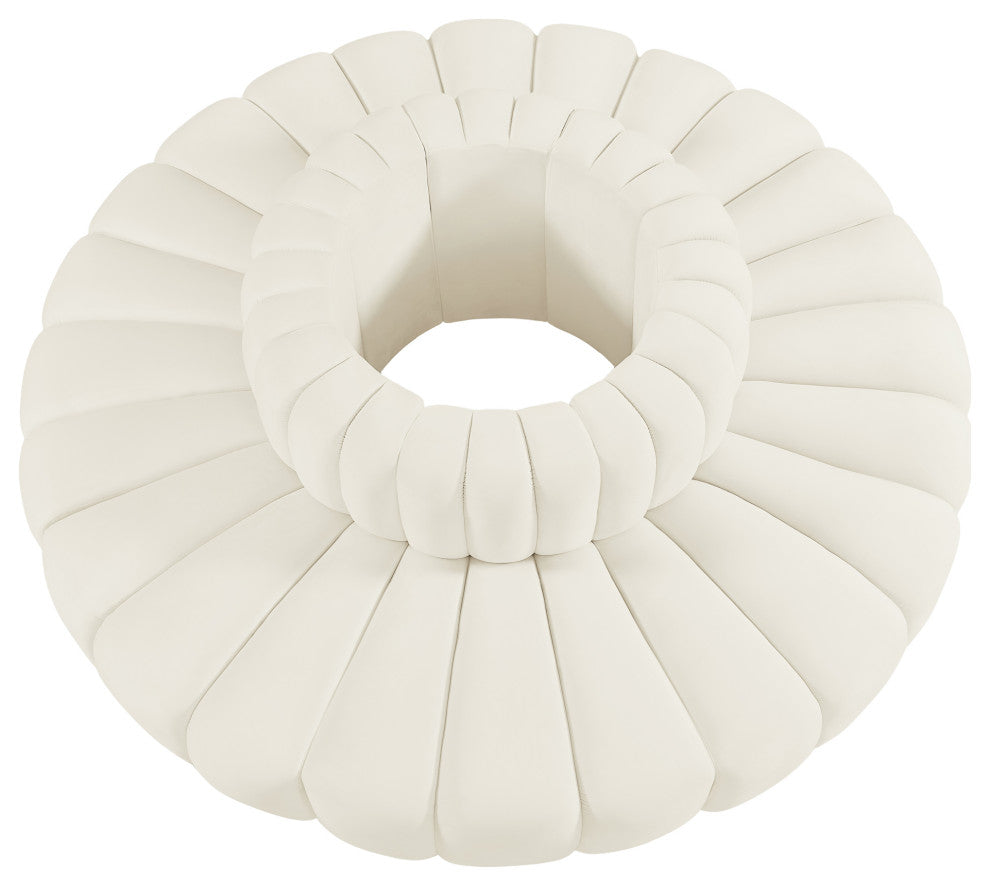 Arc Upholstered Outward Curved Modular Sectional, Cream, 8-Piece: Reverse Corner (8), Velvet