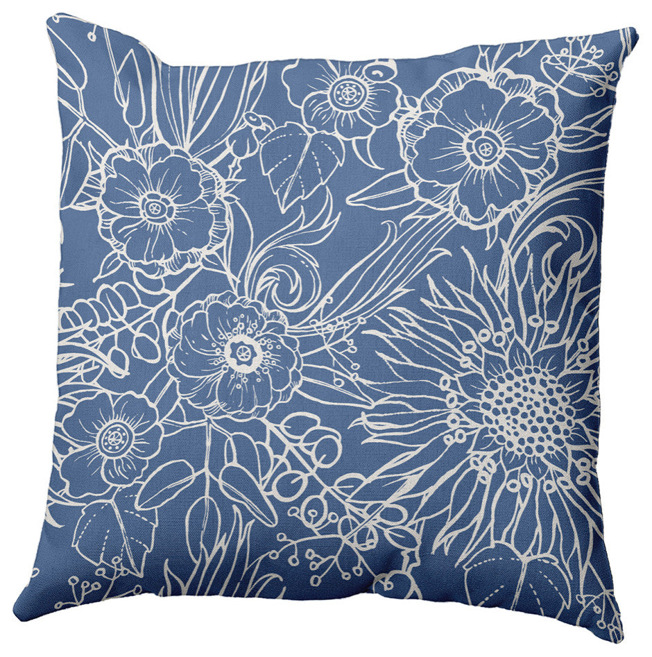 26" x 26" Zentangle Decorative Indoor Pillow, Cadet Blue