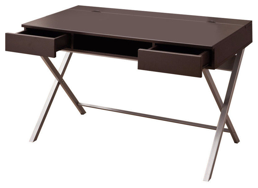 Benzara BM156223 Connect-It Desk With Built-In Storage Compartment, Brown