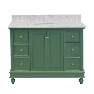 Bella 48" Bathroom Vanity, Sage Green, Carrara Marble