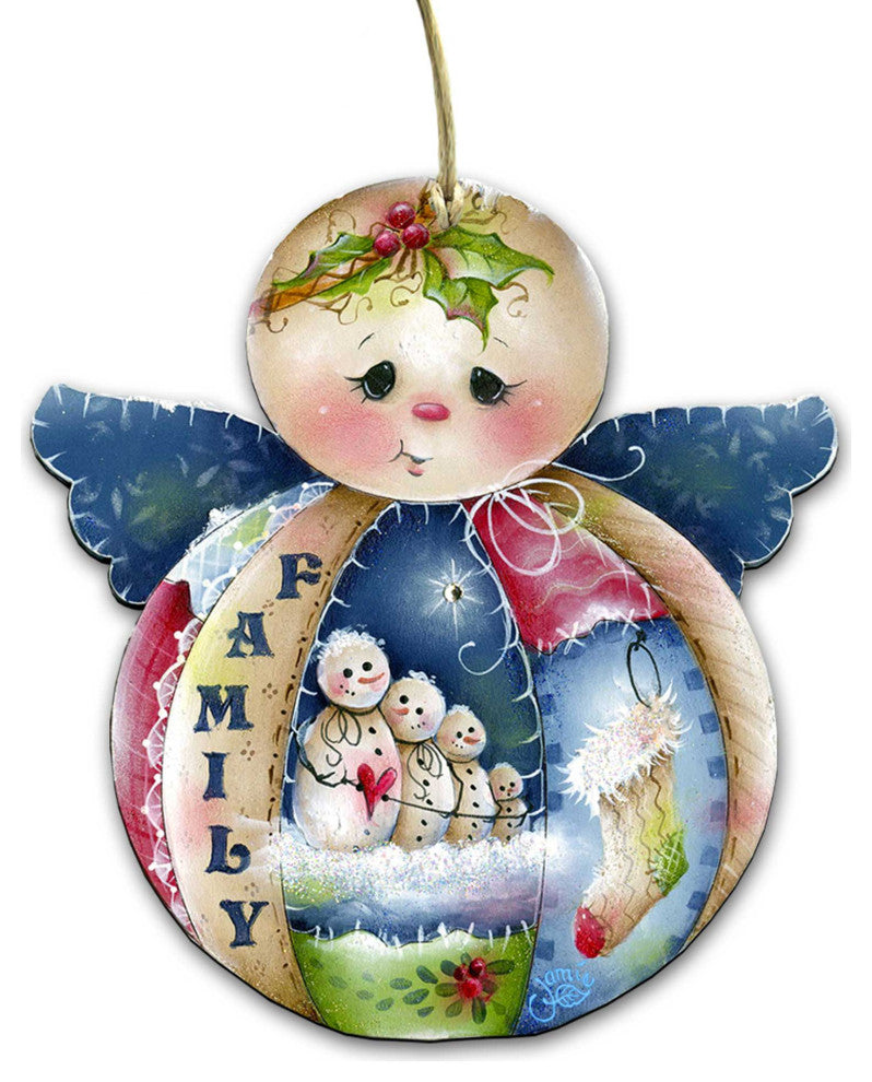 Family Snowman Wooden Ornament