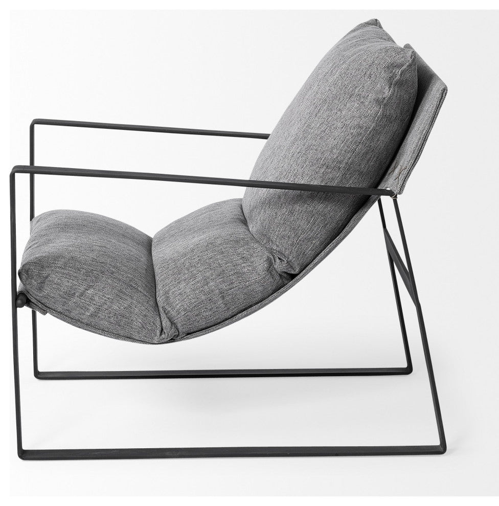 Stone Gray and Black Metal Sling Chair