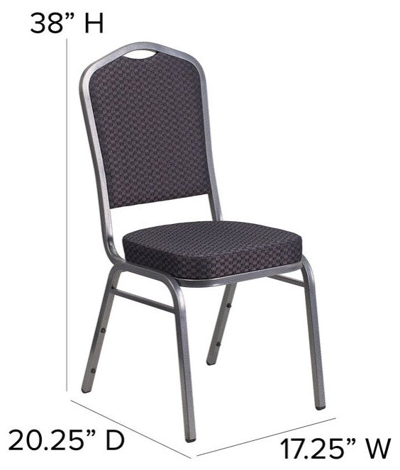 4 Pack Dining Chair, Cushion Seat & Back, Black Patterned Fabric/Silver Vein