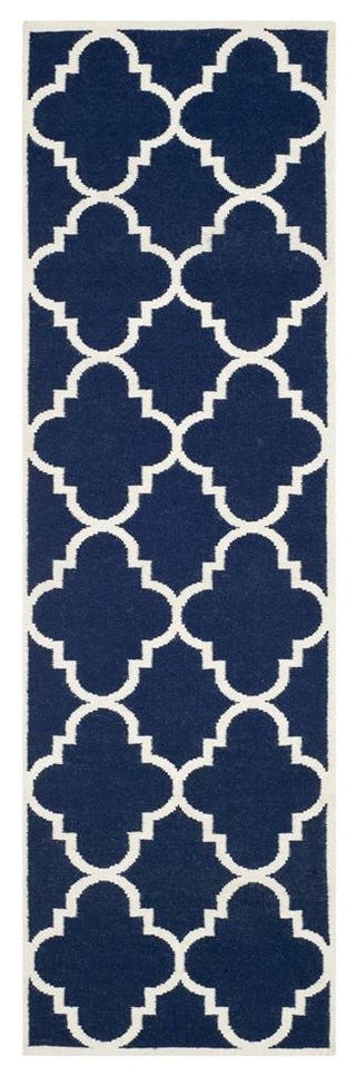 Safavieh Dhurries Dhu633D Geometric Rug, Navy/Ivory, 2'6"x10'0" Runner