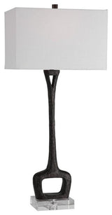 Uttermost Darbie Crystal Cast Iron and Fabric Table Lamp in Aged Black