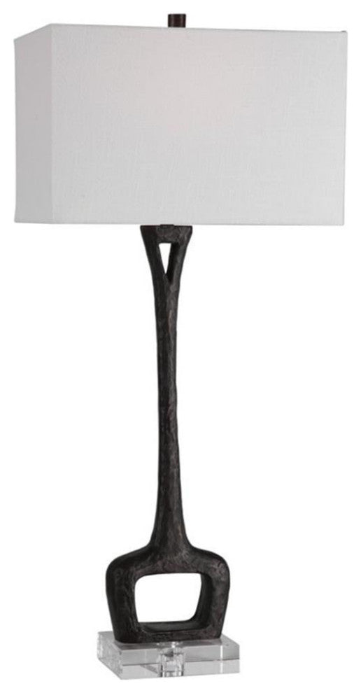 Uttermost Darbie Crystal Cast Iron and Fabric Table Lamp in Aged Black