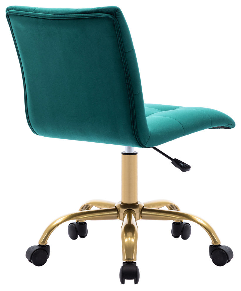 Rhinestone Square Tufted Desk Chair, Atrovirens-Velvet