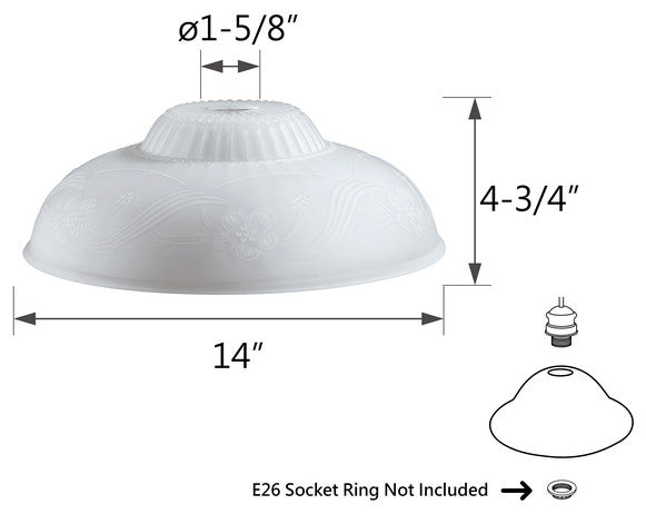23501-01 Replacement Frosted Torchiere Lamp Glass(42mm) Shade