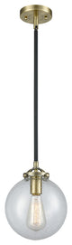 1-Light Beacon 8" Mini Pendant, Black Antique Brass, Glass: Seedy