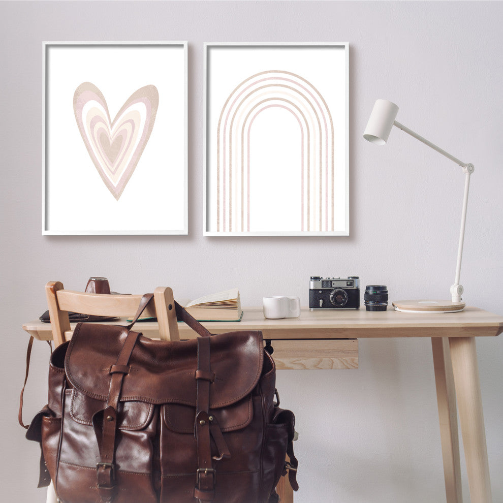 Kid's Heart Rainbow Stripped Patterns Soft Neutral Pink,24 x 30