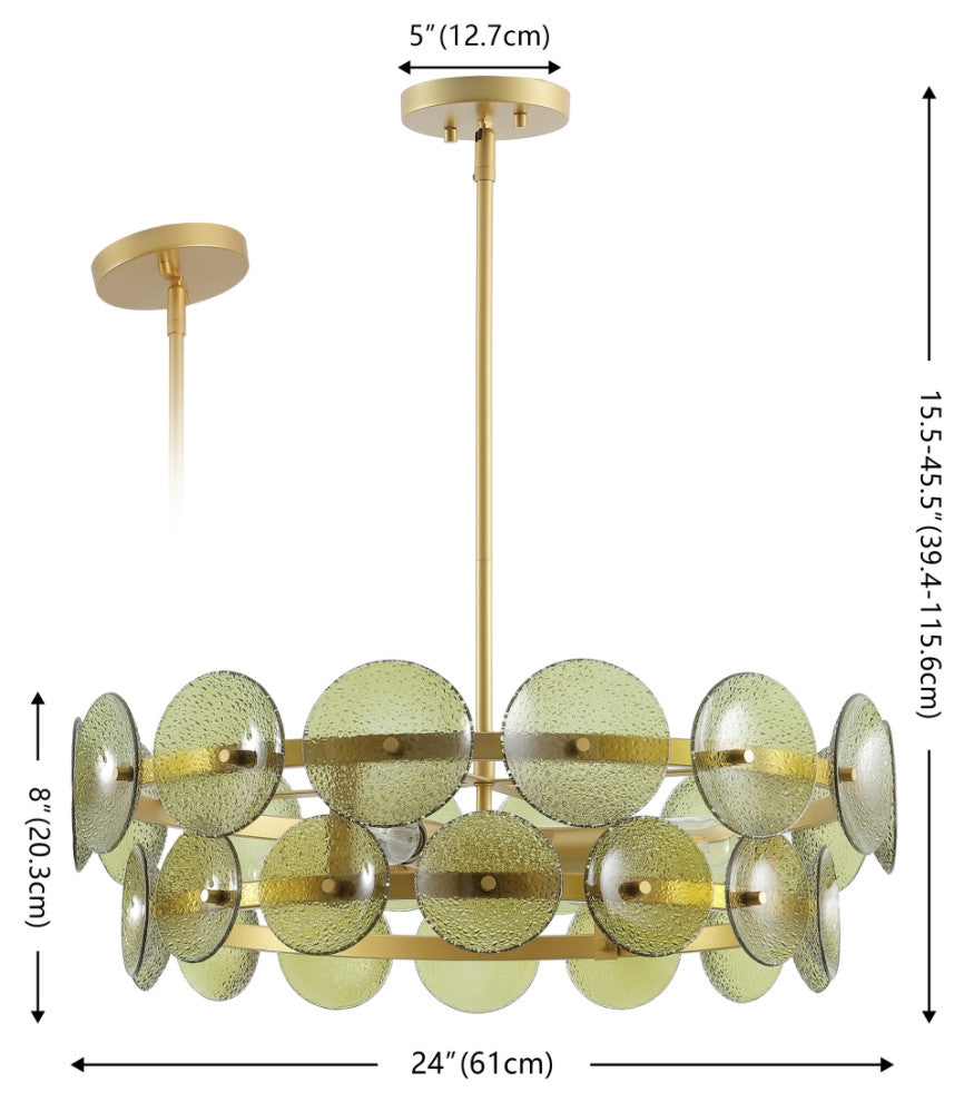 Safavieh Martini 4Lt 25" Chandelier, Green/Brass