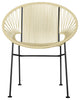 Concha Indoor/Outdoor Handmade Dining Chair, Ivory Weave, Black Frame