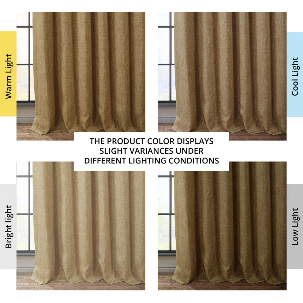 Faux Linen Darkening Curtain Single Panel, Butterscotch, 50"x108"