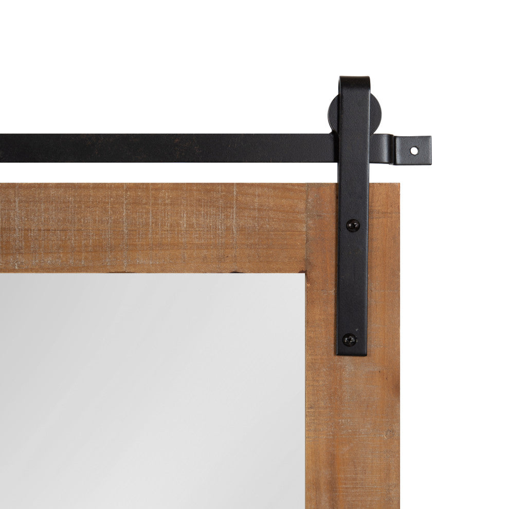 Cates Framed Wall Mirror with Shelf, Rustic Brown 24x31