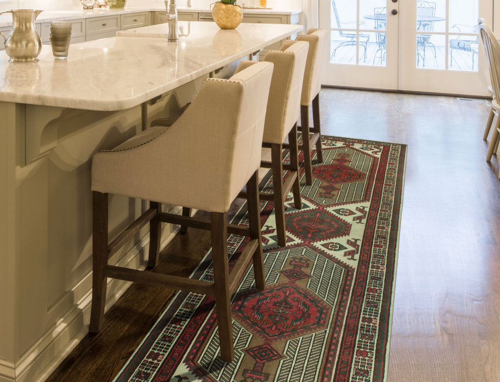 Fine Vintage Distressed Ailyn Ivory/Rust Runner, 3'5x10'5