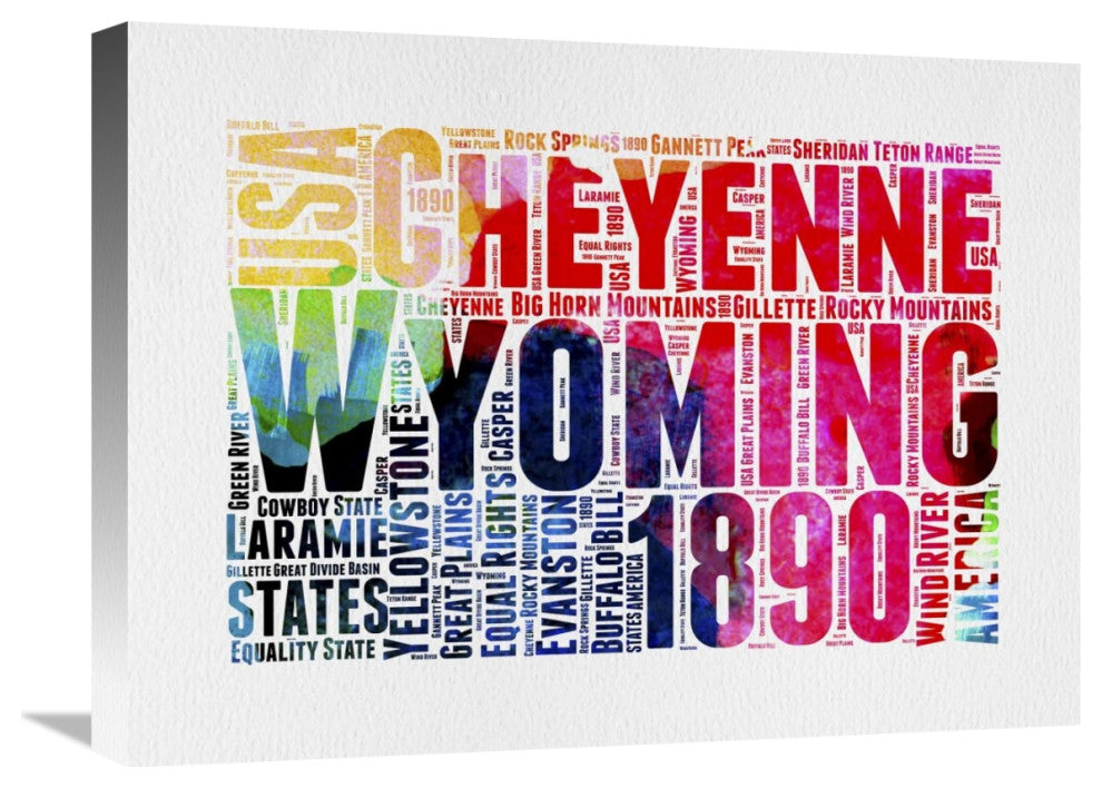 "Wyoming Watercolor Word Cloud" Fine Art Print