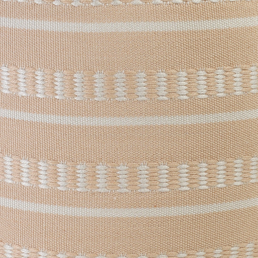 Dash and Stripe Geometric Indoor Outdoor Pouf, Peach/White