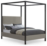 James Linen Textured Fabric Upholstered Bed, Gray, Queen