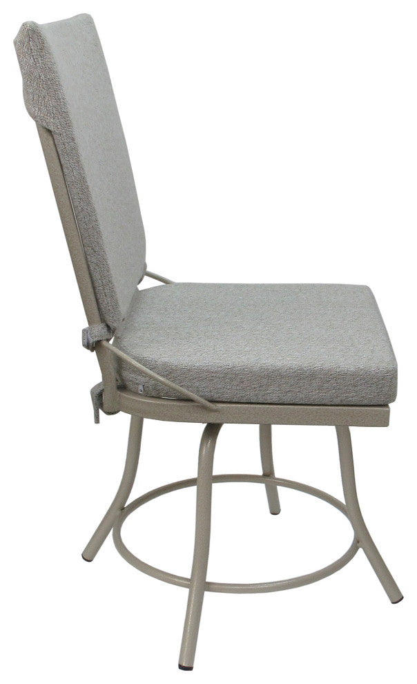 Outdoor/Indoor Patio Dinette Swivel Jamey Chair Without Arms, White Linen Beige