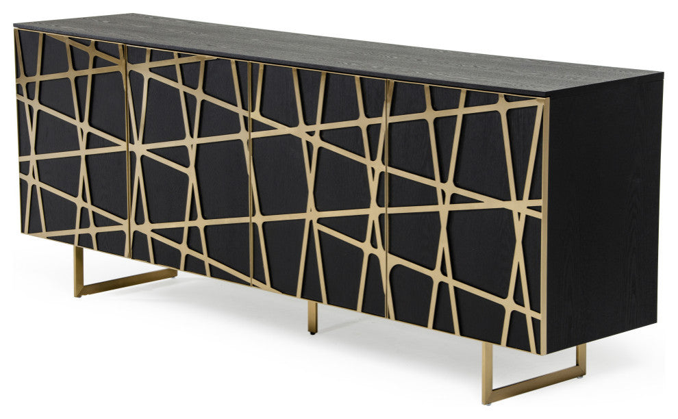Modrest Kilson Modern Black Oak and Champagne Gold Buffet