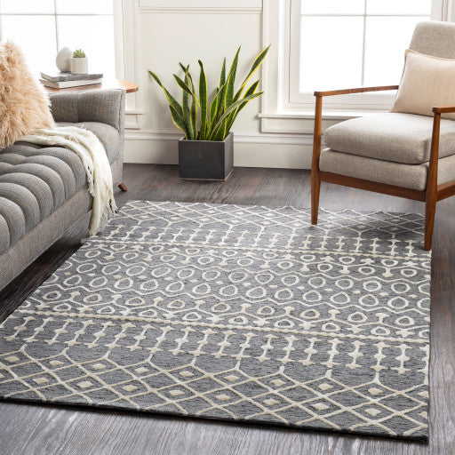 Surya Opus OPS-2301 4'x6' Rug, Light Gray/Black/Ivory