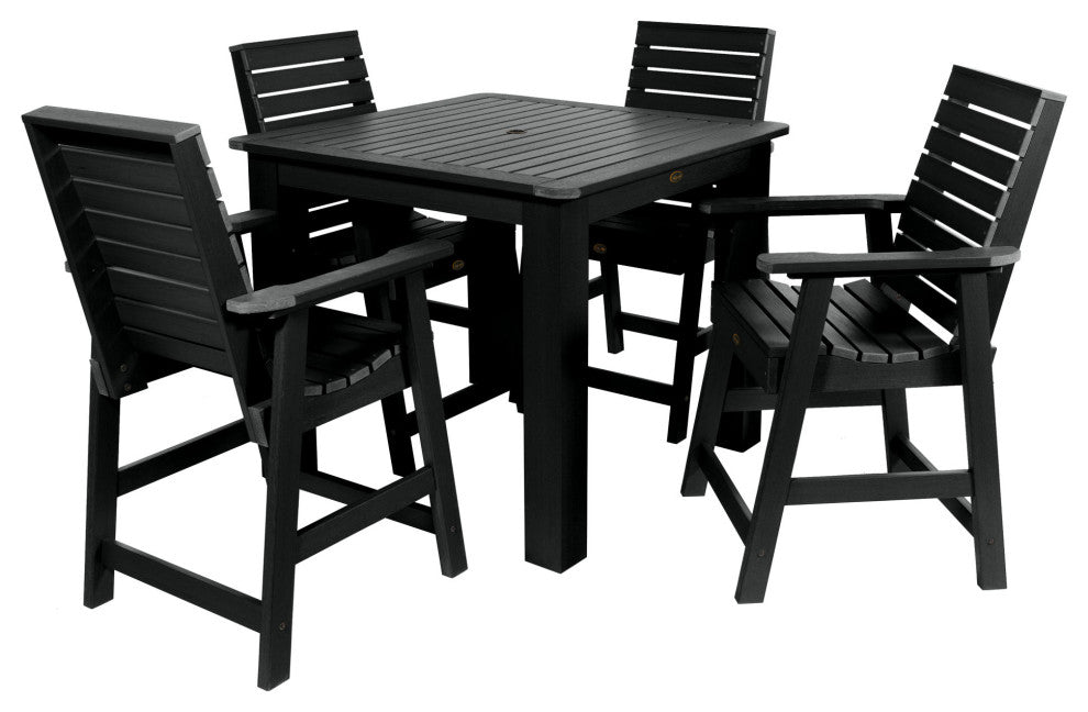 Glennville 5-Piece Square Counter Dining Set, Weathered Acorn, Black