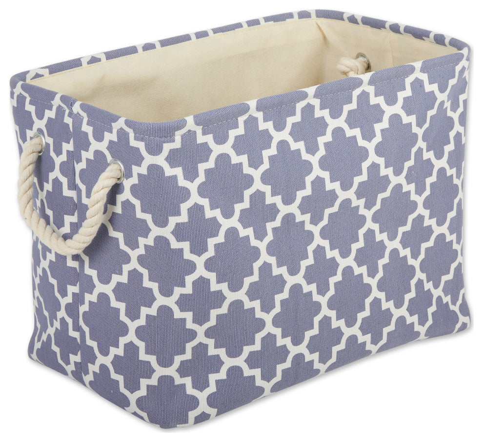 DII Polyester Bin Lattice Stonewash Blue Rectangle Large