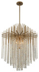 6 Light 26" Pendant, Brushed Champagne Gold With Crystal