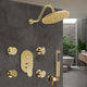 Bravat Brushed Gold Wall Mounted Shower Set, Valve Thermostatic Mixer 3-Way