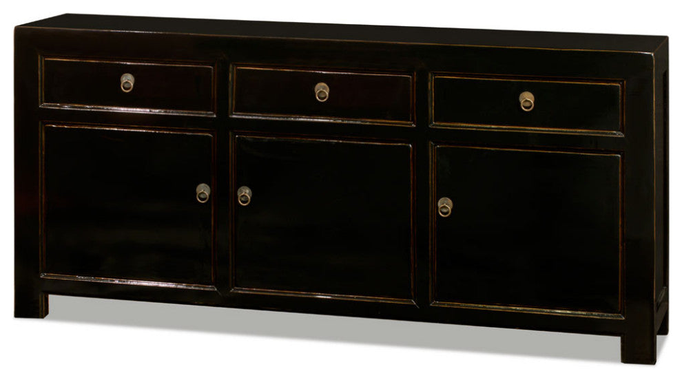 Distressed Black Elmwood Chinese Ming Cabinet