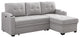 Mabel Fabric Sleeper Sectional With Cupholder, USB and Pocket, Light Gray, Linen