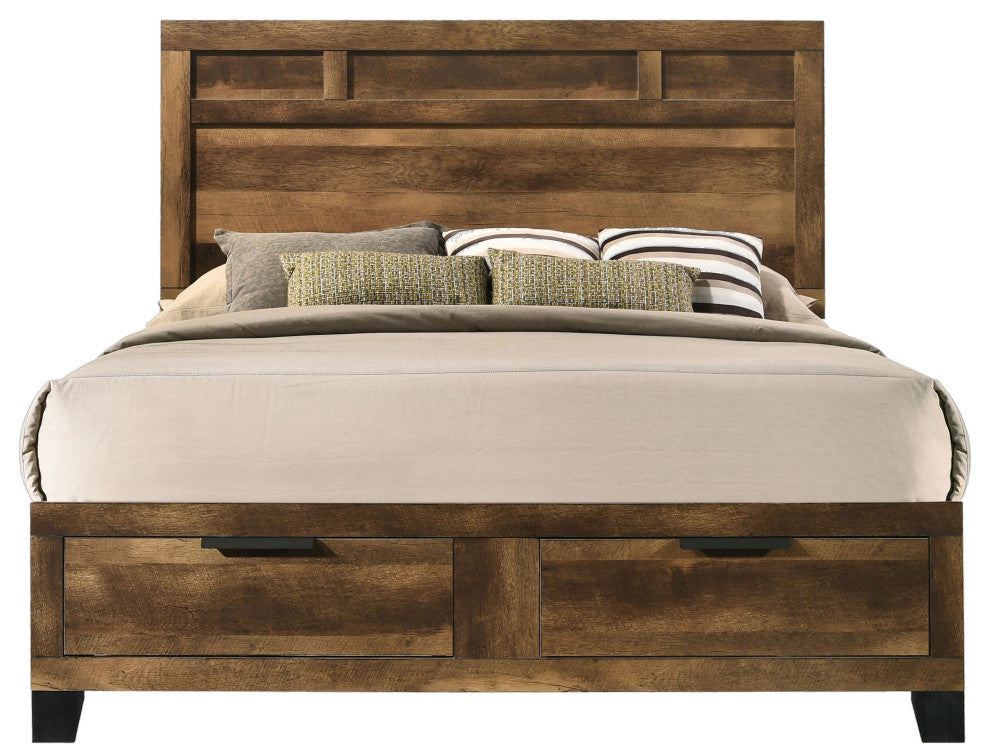 ACME Morales Storage Queen Bed, Rustic Oak Finish
