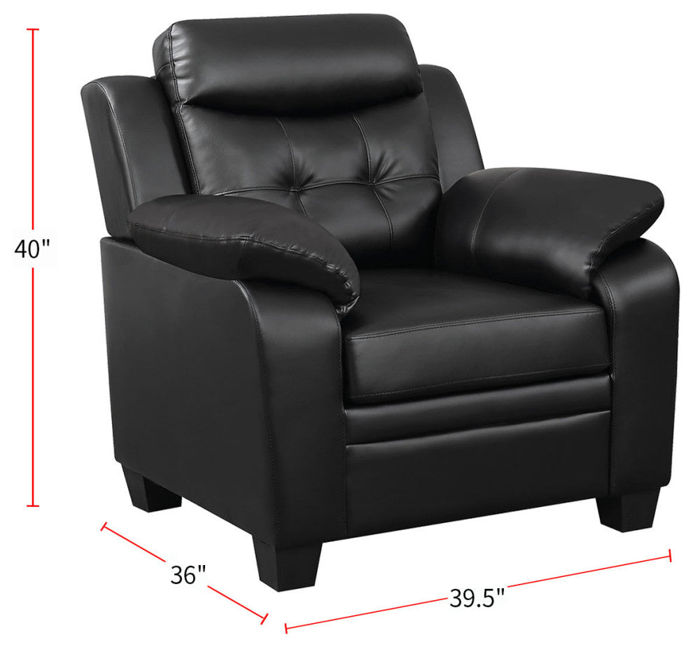 Tufted Leather Upholstered Chair, Black