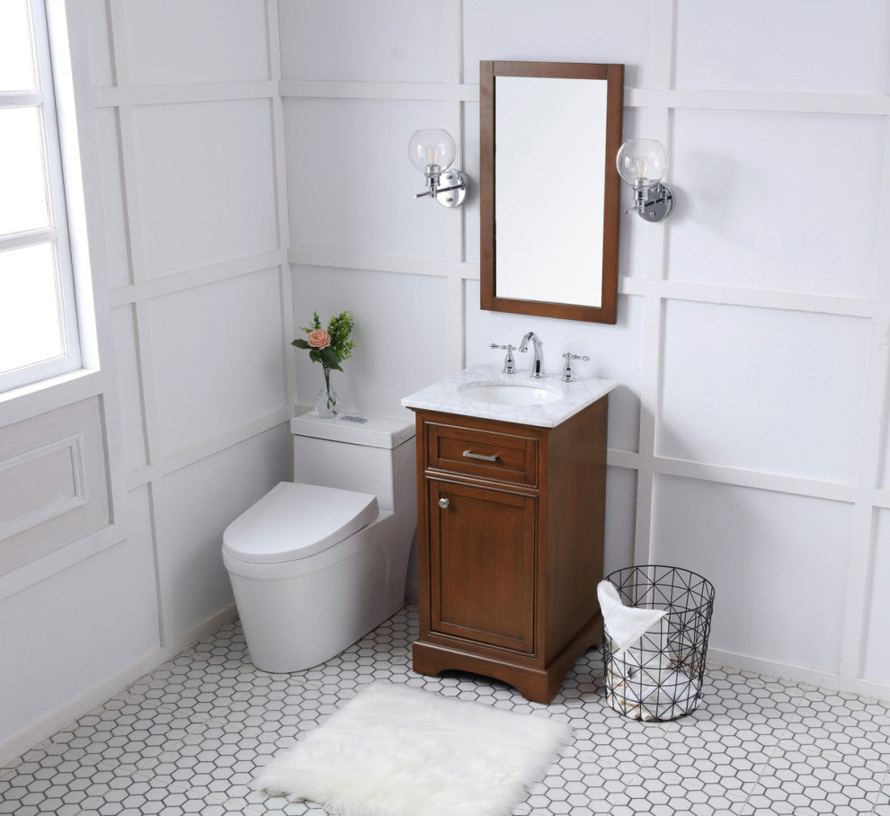 Amber Single Bathroom Vanity, Blue, Teak, 19"