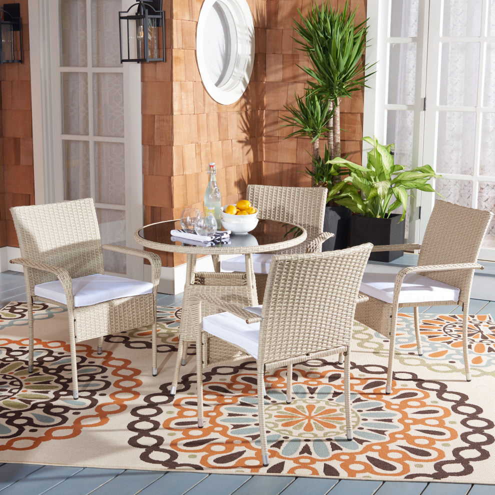 Safavieh Outdoor Laina Bistro Set, Beige / White
