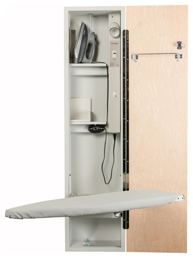 Universal Design Adjustable Swivel Electric Ironing Center, Flat Maple Veneer Do