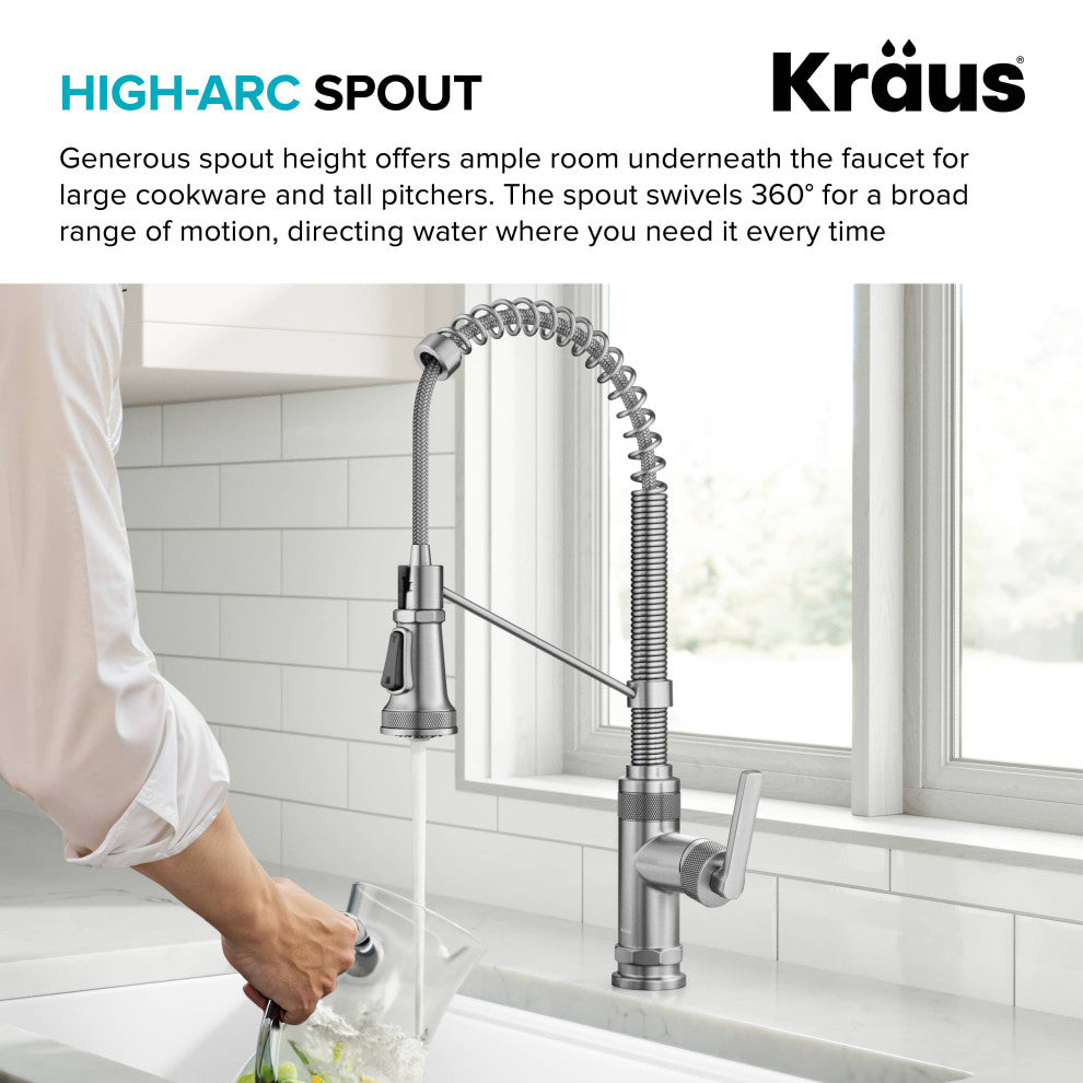 KRAUS Allyn Commercial Style 2-Function 1-Handle Pull Down Kitchen Faucet SFS